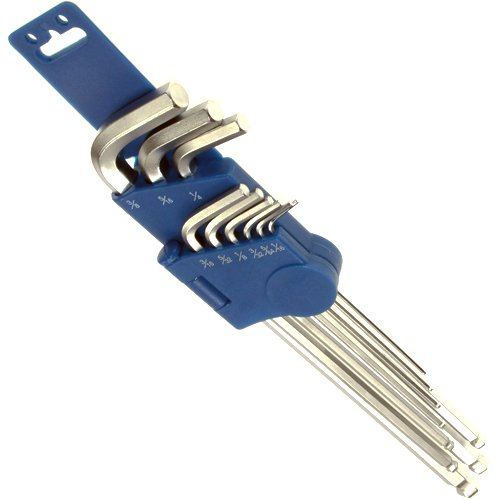 ZOLL SAE 9x Allen Key Ball Head Offset Screwdriver Socket Extra Long 1/16 Inch - 3/8 Inch Allen Key CV-Steel