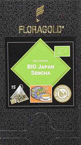 FLORAGOLD Pyramidenbeutel grüner Tee Bio Japan Sencha, 1er Pack (1 x 38 g)