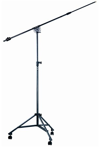 QUIK LOK - A/50 Asta Microfonica da Studio, Asta Giraffa da Studio, Regolabile in Altezza, con Treppiede su Ruote, Colore Nero