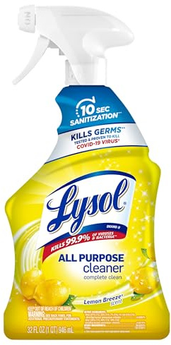Lysol All Purpose Cleaner Spray, Multi-Purpose Disinfecting Spray, Kitchen & Bathroom Cleaner, Lemon Breeze Scent, 32 Fl Oz