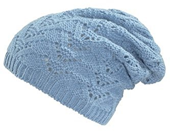 Damen Strickmütze Mütze mit dezentem Lochmuster hellblau navy NEU!(Pal 5/11470 - N318 BDJ,Hellblau)