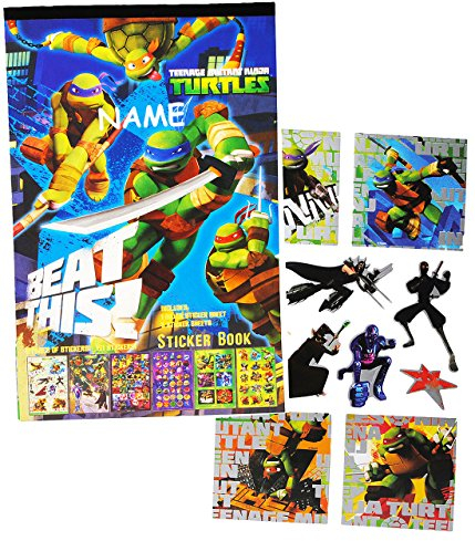 alles-meine.de GmbH Block mit - Sticker/Aufkleber - Teenage Mutant Ninja Turtles incl. Name - für Kinder Kind/groß - mit SILBERGLANZ ! - z.B. für Stickeralbum/Stickerbl..