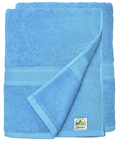 leevitex® Saunahandtuch XXL, flauschig und saugstark, 2 Saunatücher, 80 x 200 cm, Qualität 500 g/m², 100% Baumwolle - Türkis