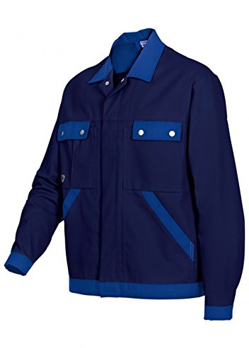 BP 1454-720-10-48/50 Arbeitsjacke, Verdecktes Druckknopfband und Taschen, 305,00 g/m² Verstärkte Baumwolle, Dunkelblau/Königsblau, 48/50