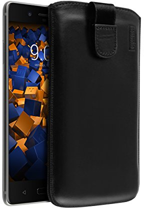 mumbi Echt Ledertasche kompatibel mit Nokia 8 Hülle Leder Tasche Case Wallet, schwarz