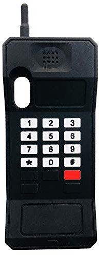 UnnFiko 3D Silicone Case Compatible with iPhone X/iPhone Xs, Retro Classic Creative Soft Rubber Bumper Cover Cool Fun Thick Protective Stand Case (Retro Cellphone Black, iPhone X)