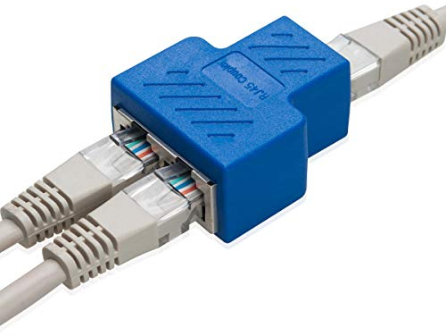 RJ45 Splitter Adapter Buchse, COVVY RJ45 Splitter Adapter 1 bis 2 Dual Female Port Cat 5/Cat 6 LAN Netzwerk Ethernet Splitter Connector (1 Pcs, Blau)