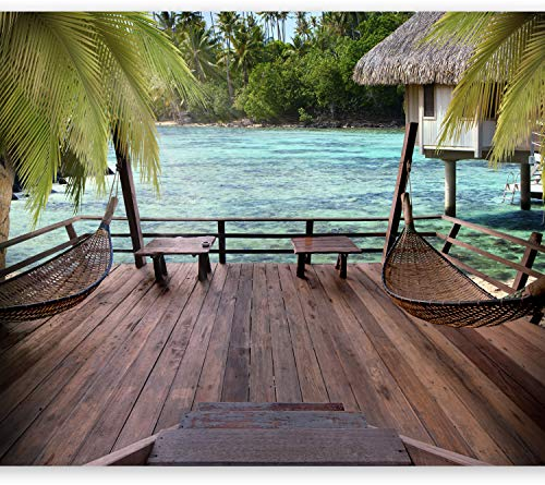 murando Fototapete selbstklebend Tropen 343x256cm Foto Tapete Tapetenfolie Möbelfolie Wandverkleidung Wandtapete Motivtapeten Bildtapete Wohnzimmer 3d Effekt Modern Natur Landschaft Palmen Hawaii
