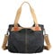 PB-SOAR Damen Mädchen Vintage Canvas Stylische Handtasche Schultertasche Umhängetasche Henkeltasche 35 x 28 x 22cm (B x H x T) (Schwarz)