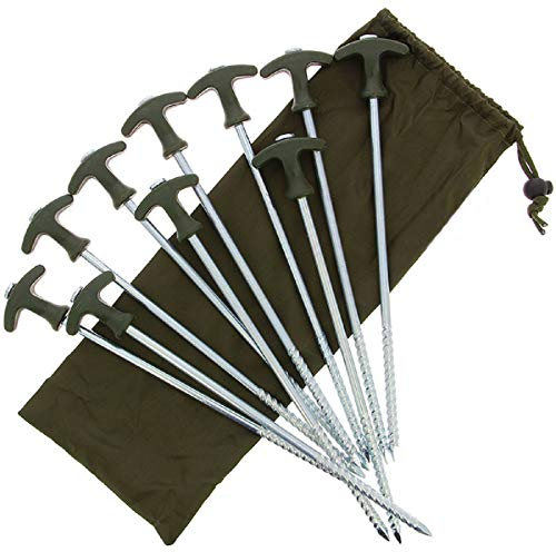 G8DS 10 Stück Bivvy T - Pegs inkl. Tasche 30,5 cm Zeltheringe Heringe Zeltnägel Erdnägel
