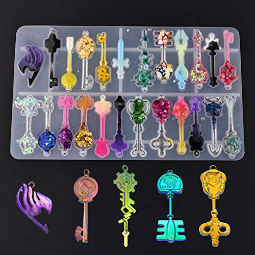 iSuperb Epoxidharz Formen,Schmuck Silikonform Gießform Resin Form Key Resin Molds für Dekoration Crafting, Harz Epoxy, Schmuck Formen Machen (1 set)