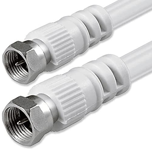 CABLEPELADO Cable Antena satélite |Cable de antena SAT 75 Ohm | Conector Tipo F Macho a Tipo F Macho | Satélite Sat Freesat Sky Virgin BT TV HDTV DVB DVD Radio | Blanco (30 cm)