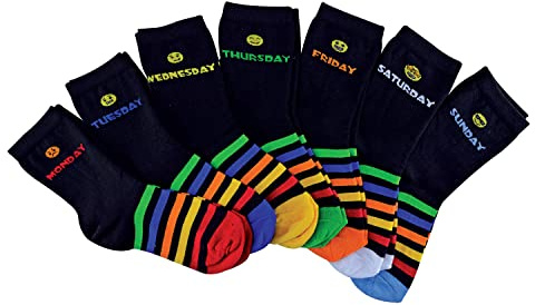 Sock Snob 7er Pack Wochentage Englisch für Kinder | Schulsocken für Mädchen und Jungen