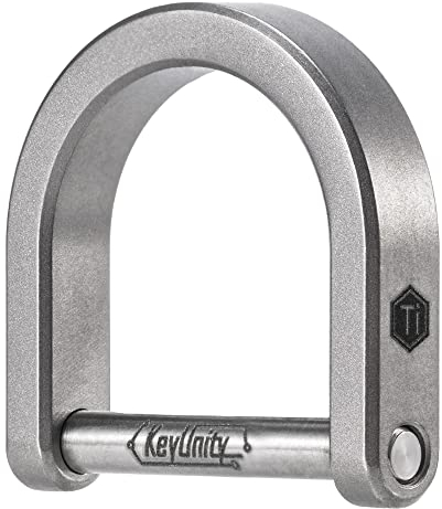 KeyUnity KA17 Titan D-Ring-Schlüsselschäkel,U-Form-Schlüsselring-Schraubverschluss für Autoanhänger, Handtasche,Leder,Schlüsselanhänger-Zubehör (sandgestrahlt, L)