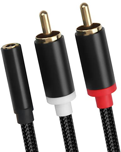 Cavo da 3,5 mm femmina a 2 RCA maschio, rosso e bianco a jack per cuffie, cavo splitter a Y, compatibile con PC, telefono, tablet, soundbar, altoparlanti HiFi, mixer per giradischi, 40 cm