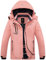 Wantdo Giacca da Sci Montagna Invernale Parka da Neve Caldo con Cappuccio Cappotto da Snowboard Giubbotto da Escursionismo Impermeabile Donna Rosa Corallo XL