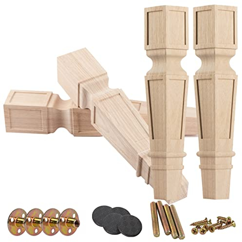 JOYCEMALL 45cm Holz Geschnitzte Tischbeine, 4er Set Antike Europäisch Massivholz DIY Ersatz Möbelfüße Dekoration für Esszimmer Stuhl Couchtisch Schrank Konsole