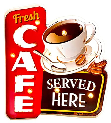 DiiliHiiri Décorations murales Vintage de Restaurant — Enseigne rétro Originale de de la American Retro. Enseigne Lumineuse LED café cafétéria pub et Bar. Accessoires de Cuisine | 33x31x5cm