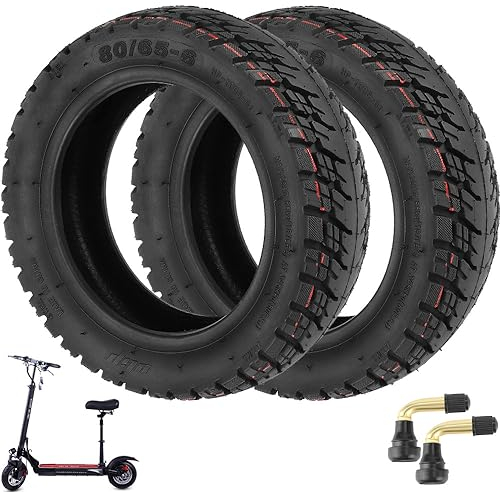 VOLOHAS 80/65-6 Verdickter Off-Road-Vakuumreifen für Kugoo M4/M4 Pro, Dualtron Zero 10X, Kaabo Wolf Warrior, Kaabo Mantis 10 Elektroroller 10 * 3/255 * 80/80/65-6 10 Zoll Schlauchlose Reifen (2 Stück)