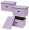 Youyijia 3 Pack Storage Boxes with Lids 45x30x30cm Large Collapsible Storage Baskets for Shelves Foldable Linen Fabric Storage Bins Cube Storage Unit for Clothes Purple