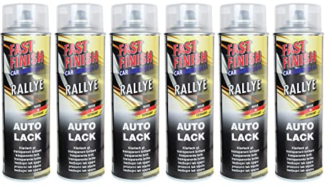 6x Klarlack glänzend, Sprühlack, Decklack, Autolack, Fast Finish 500ml, für Felgen und Karosserie, kratz-, stoß- und schlagfest, Lackierung