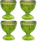 Lot de 4 coquetiers de Pâques en verre vert pour œufs mous ou durs – Pour petit-déjeuner, brunch, ustensiles de cuisine, décoration de Pâques pour le printemps, la maison, la fête, la vaisselle