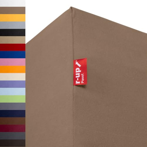 r-up Passt Spannbettaken 140x200-160x200 Taupe | 100% Baumwolle, 130g/m² Tuchgewicht, bis 35cm Höhe, viele Farben, OEKO-TEX, stressfrei auch für hohe Matratzen
