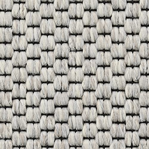Auslegware Teppichboden Kinderzimmer und Schlafzimmer in Hellgrau Sisal Teppich Meterware in 400 und 500 cm Breite mit Vliesrücken (5 m x 4 m)