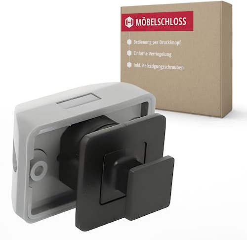 Gedotec Push Lock Schloss Wohnmobil I Camping Schubladen Verschluss wie Pull Lock I Möbelschloss Square Latch I Camper Ausbau Möbel I Druckknopfverriegelung quadratisch Wandstärke 12-16mm