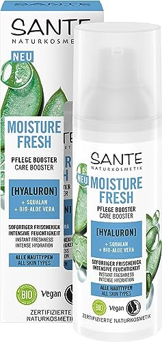 SANTE Naturkosmetik Moisture Fresh Pflege Booster mit Hyaluron, Squalan & Bio-Aloe Vera, nährende Gesichtspflege, für intensive Feuchtigkeitspflege und geschmeidige Haut, 50ml