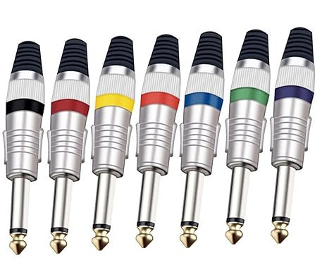 PONNYC 10 PZ Microfono Cavo di Montaggio Mic Connettore 1/4 Pollici Bilanciamento/Sbilanciamento Jack telefonico 6.35mm Spina Mono/Stereo (Color : Red)