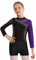 Freebily Mädchen Turnanzug Mit Kurzer Hose Mädchen Gymnastikanzug Mit Shorts Langarm Strass Tanz Ballettbody Turnshorts Set Wettkampf Tanzkostüm Lila&Schwarz_A 110-116