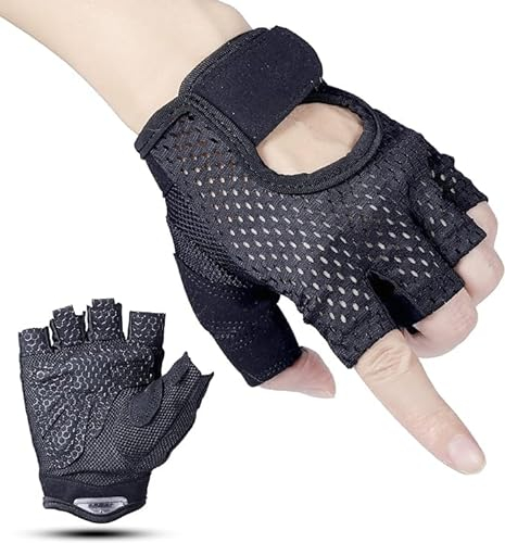 Puffdogs Handschuh Reithandschuhe Halbfinger Anti-Rutsch Stoßdämpfung atmungsaktiv, Fitness atmungsaktive Handschuhe Sport Kurzfinger Handschuhe, Fahrradrennen Ruder Aerobic Training