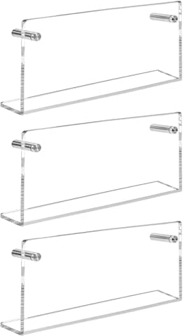 Dewonme Acryl Zeitschriftenregal,3 Stück,Länge 48cm,Prospekthalter Acryl Wand,Wandregal Acryl,Bücherregal,Zeitschriftenständer,Geeignet für Wohnzimmer, Büro,Schulen,Bibliotheken,Kinderzimmer