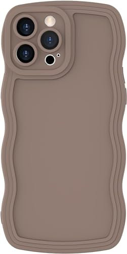 miyonsin Hülle für iPhone X/iPhone XS, Niedliche lockige Wellen Rahmenform Silikon Handyhülle, Flexible TPU Silikonhülle für Frauen Mädchen, Stoßfeste Schutzhülle für iPhone X/iPhone XS, Braun