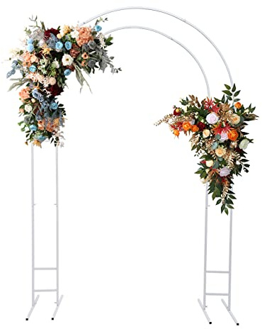 Ballonbogen Metall Hochzeitsbogen 220cm Hoch Rosenbögen Girlande Bogenförmiger Gebogene Bogen Kulissenständer, Deko Rahmen Traubogen Hintergrund Ständer für Party Events (Weiss)