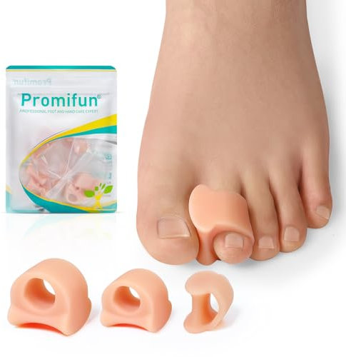 Promifun Toe Separators for Women Gel Toe Separators for Overlapping Toes, Bunions, Big Toe Alignment, Corrector and Spacer, Preventing Rubbing Relieve Pressure (3 Size, 6 Pack, Beige)