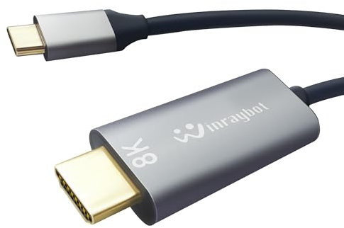 WinRaybot Câble USB C vers HDMI 2.1 8 K de 2 m [8K @ 60 Hz, 4K @ 120 Hz, 4K @ 30 Hz, 2K @ 240 Hz), Thunderbolt vers HDMI USB C vers HDMI Adaptateur Thunderbolt 4/3 vers HDMI Type C vers HDMI (pas pour