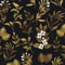Fvlow Gold Leaf Peel and Stick Wallpaper Vintage Black Floral Wallpaper Vinyl Wrap Kitchen Worktop Covering Vinyl Self Adhesive Thick Leaf Wallpaper for Bedroom Furniture Stickers Décor 44.5cmx300cm