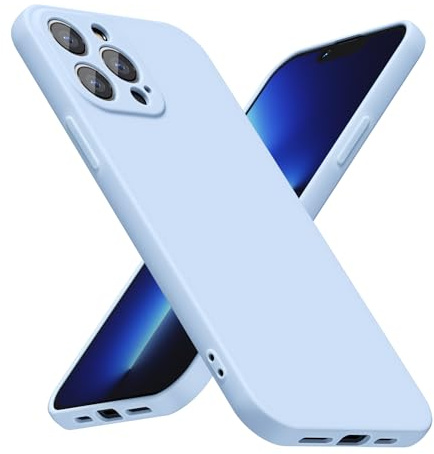 LoeoeL for iPhone 13 Pro Max Phone Case Silicone, Minimalist Ultra Thin Slim Soft Rubber Gel Solid Color Matte TPU Cute Case for Women Men, Girly Plain Aesthetic Design & Camera Cover, Light Blue