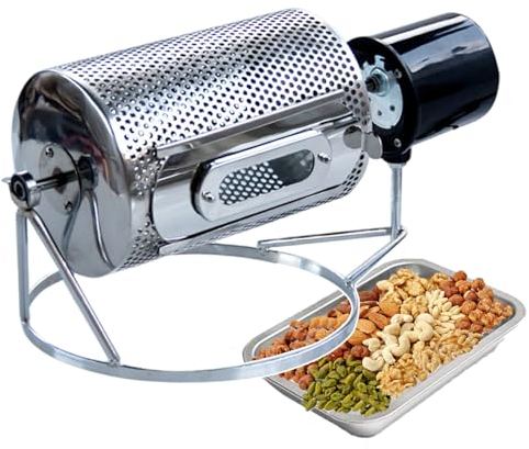 Tostatrice Caffè A Tamburo - Capacità Cottura 250G Tostatrice Chicchi Caffè In Acciaio Inossidabile - Tostatrice Cereali, Noci Tostatrice A Tamburo - Spegnimento One-Touch (Con Vassoio)