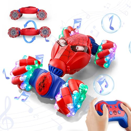 Fullware Spider Verwandelndes Ferngesteuertes Auto ab 3 4 6 8 10 Jahre, RC Drift Car Offroad, 180°-Umklappen 360°-Drehungen mit Mecanum-Räder, LED-Beleuchtung, Soundeffekte - Geschenk Junge & Mädche
