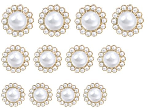 Bewudy 12 Stück Halbkugel Perlenknöpfe, Vintage Künstliche Perlen Knöpfe zum Aufnähen Runde Knöpfe in 3 Größen Hemdknöpfe für Kleidung Jean Kleidung Strickjacken DIY Dekoration(18/21/25mm)