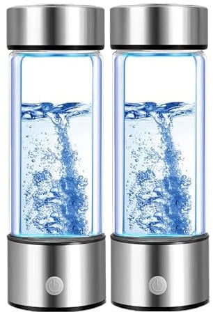 Fuhouk Hydrogen Water Bottle Generator 2 Pack 2024 w SPE/PEM Technology Water Ionizer, Portable hydrogenated Water Machine Improve Water in 3 Minutes Hydrogen Rich Glass Bottles Health