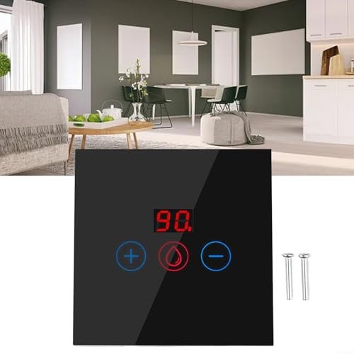 URPIZY AC110~240V Smart Immersion Heater Timer Switch,1 PC Power Monitor,20A WIFI Smart Water Heater Timer Switch, Smart Wall Touch Boiler Switch, Light Timer Switch 86X86x36mm (black)