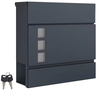 DIVID® Briefkasten (DIV-306) in Modernem Design mit Sichtfenster | Wandmontage inkl Schrauben und Dübel | Wandbriefkasten inkl. 2 Schlüssel | Moderner Briefkasten zum abschließen |