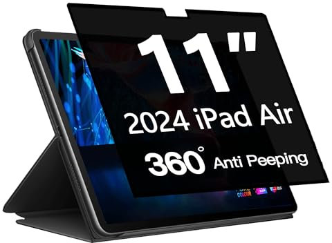 360° Full Adhesive Privacy Screen Protector for iPad Air 11 inch M3/M2 (2025/2024), Anti-Scratch, Anti-Fingerprint, Anti-Blue light, Anti-Glare, 4-Way 360° Anti-spy Screen Protect Film