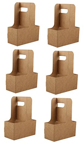 VOSAREA 6Pcs Thickened Kraft Paper Coffee Cup Holders Portable Cardboard Cup Carrier for Safely Transporting Multiple for Takeout and Food Service