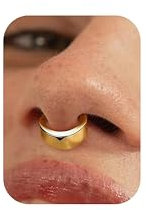 BodyBonita Silber Septum Piercing Schmuck 16G – Nasenring aus Edelstahl 316L für Männer und Frauen Nostril Piercing Septum Ring 8 mm Slender