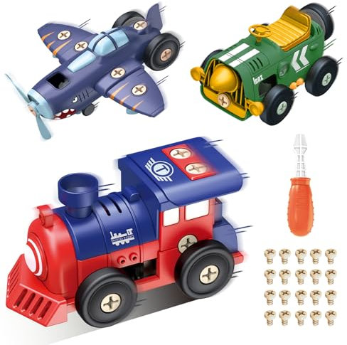 LZDMY Herramienta niños de 3 años,3 Piezas de Juguetes Montessori Jugar de Montaje de automóviles, Tornillo de construcción de cumpleaños de Pascua 3 4 5 6 años niños niñas